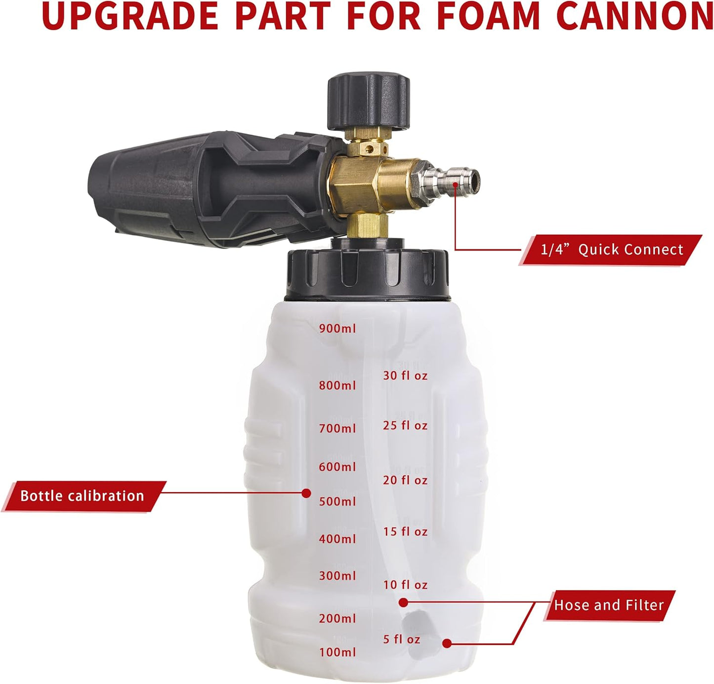 Tool Daily Foam Cannon, 1/4 Inch Quick Connect, Power Washer Foam Cannon with 5 Pressure Washer Nozzles,1 Liter