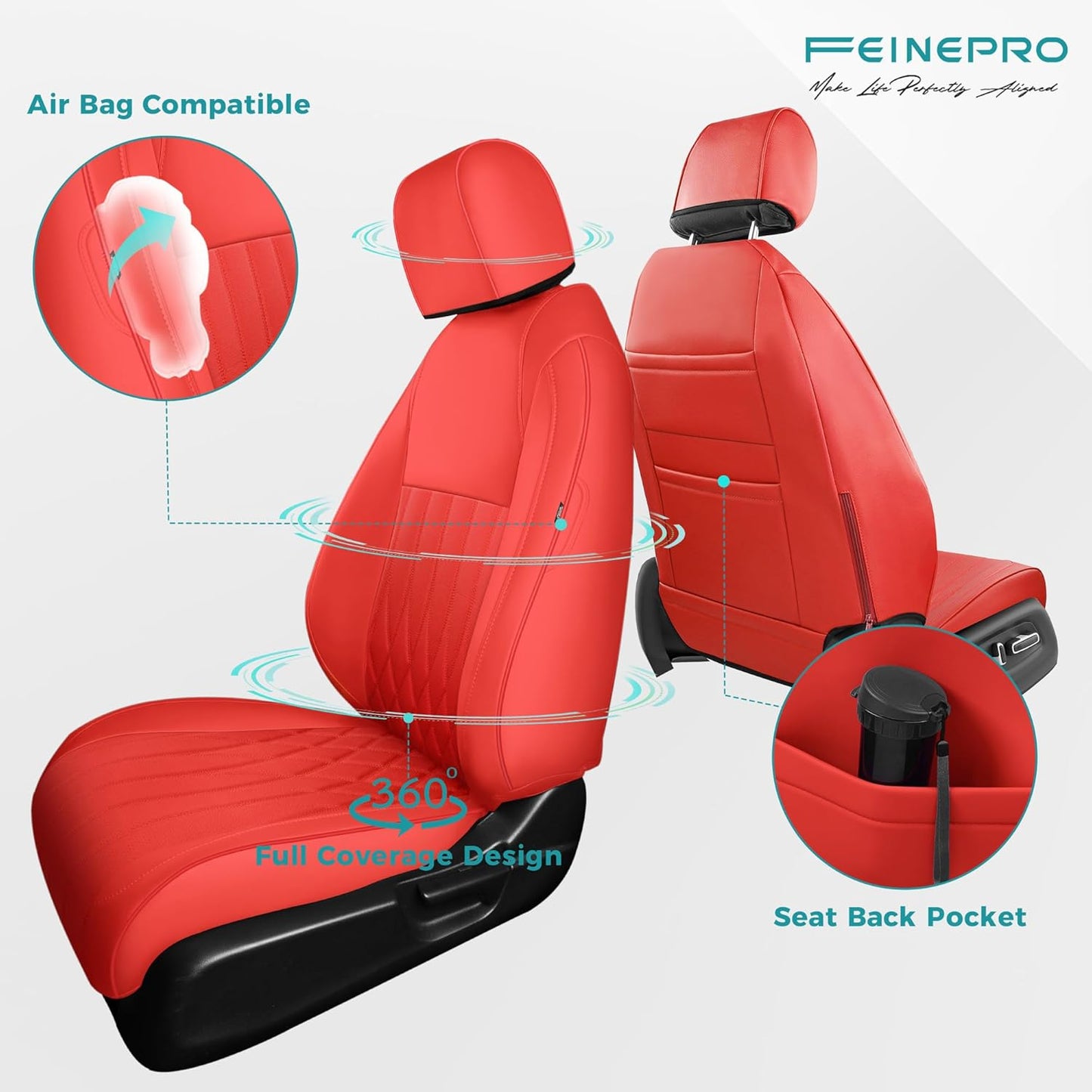 Seat Covers for Honda Civic Hatchback EX, Sport Touring, EXL 2016 2017 2018 2019 2020 2021, Faux Leather Car Seats Cover Full Set(Rear Row 40/60 Split & Folding Backrest)-RED