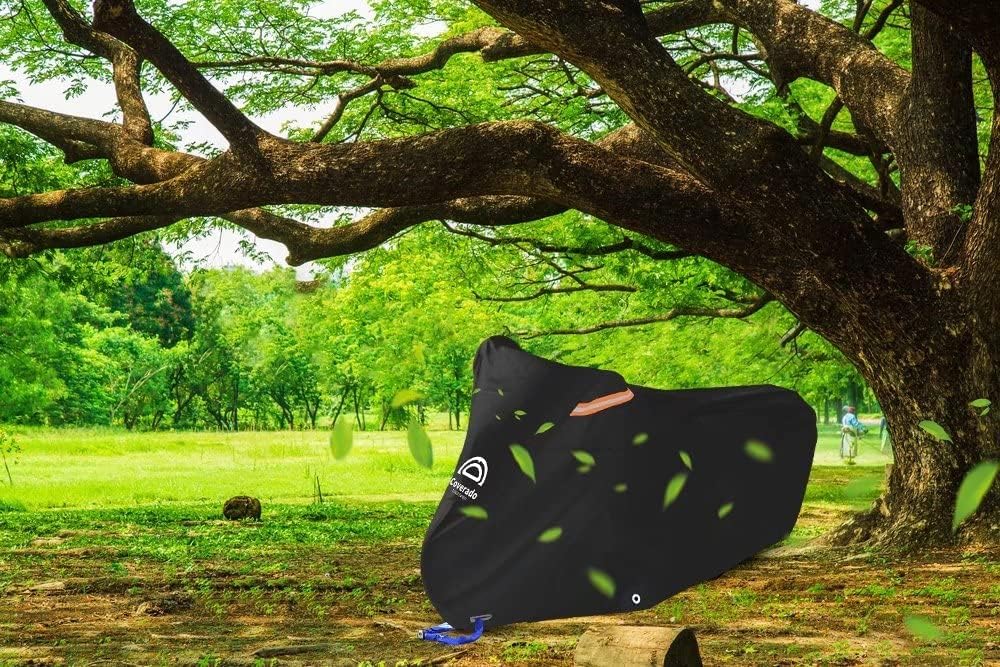 Motorcycle Cover Waterproof Outdoor 80 inches Length All Season Universal Protection, Coverado Scooter Covers with Inner Flame Retardant Fabric and Seam PU Tapes, Fit for Harley Davidsion Yamaha etc