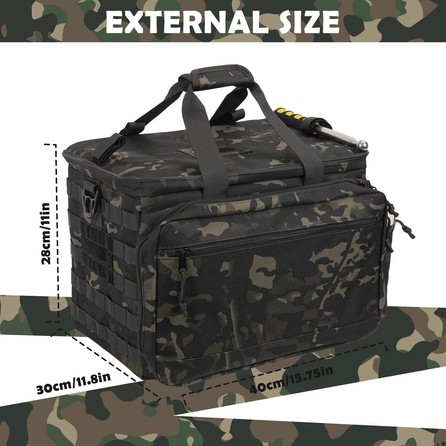 Patrol Bag Law Enforcement, Police Gear Car Front Seat Vehicle Organizer Bags with MOLLE System (Camo)