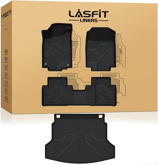 LASFIT Floor Mats & Trunk Mat for Honda CR-V CRV 2012-2016 EX & LX & SE & No Subwoofer, Custom Fit All Weather Protection TPE Floor Liner,1st & 2nd Row & Trunk Liner, Black (Not Fit EX-L & Touring)