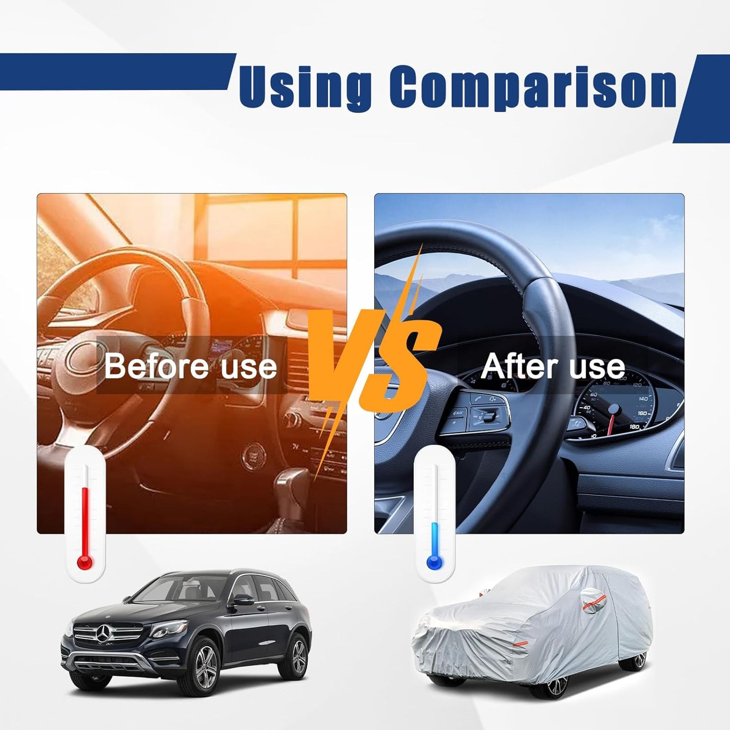 Kayme 6 Layers SUV Car Cover Custom Fit for Kia Seltos（2019-2025） Waterproof All Weather for Automobiles, Outdoor Full Cover Rain Sun UV Protection.Silver