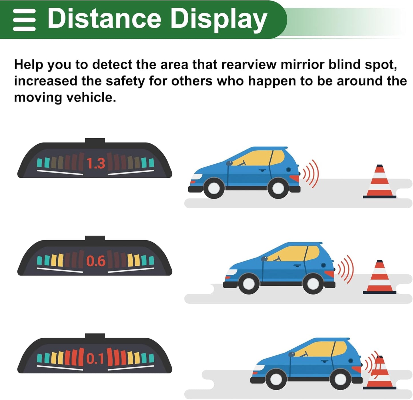 Motoforti Universal Car Auto Vehicle Reverse Backup Radar System Reverse Parking Sensors Alarm Buzzer Reminder Distance Detection Red 2 Pcs Parking Sensors