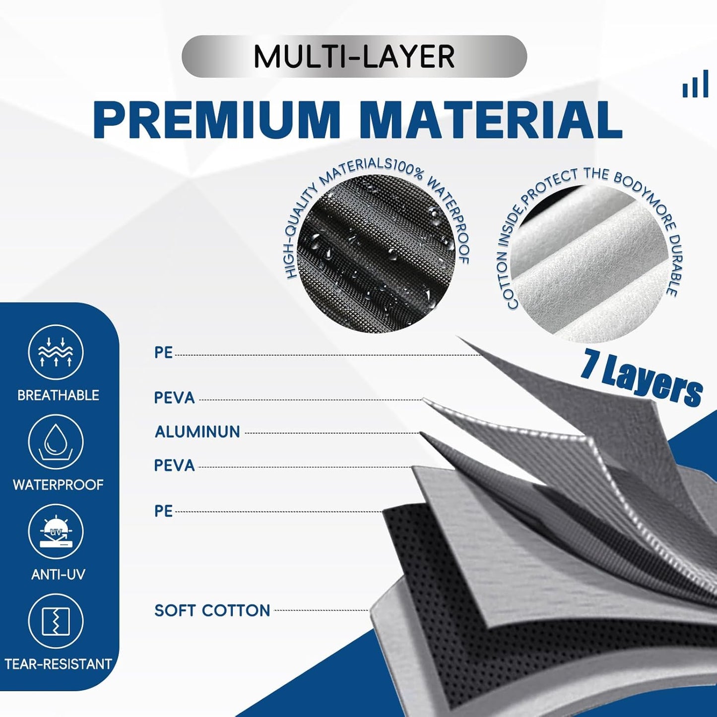 KouKou Truck Cover Waterproof All Weather, 7 Layers Heavy Duty Pickup Truck Cover Outdoor Length from 214 to 220 inches,Universal Fit Chevrolet Colorado, Dodge Dakota, Toyota Tacoma ect.