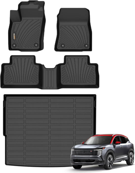 Binmotor-Floor Mats & Cargo Liner Set for Nissan Kicks 2025 SV丨SR (Not for S), All Weather Mats Cargo Trunk Mat Waterproof Car Mats for Nissan Kicks 2025 Accessories Custom Fit
