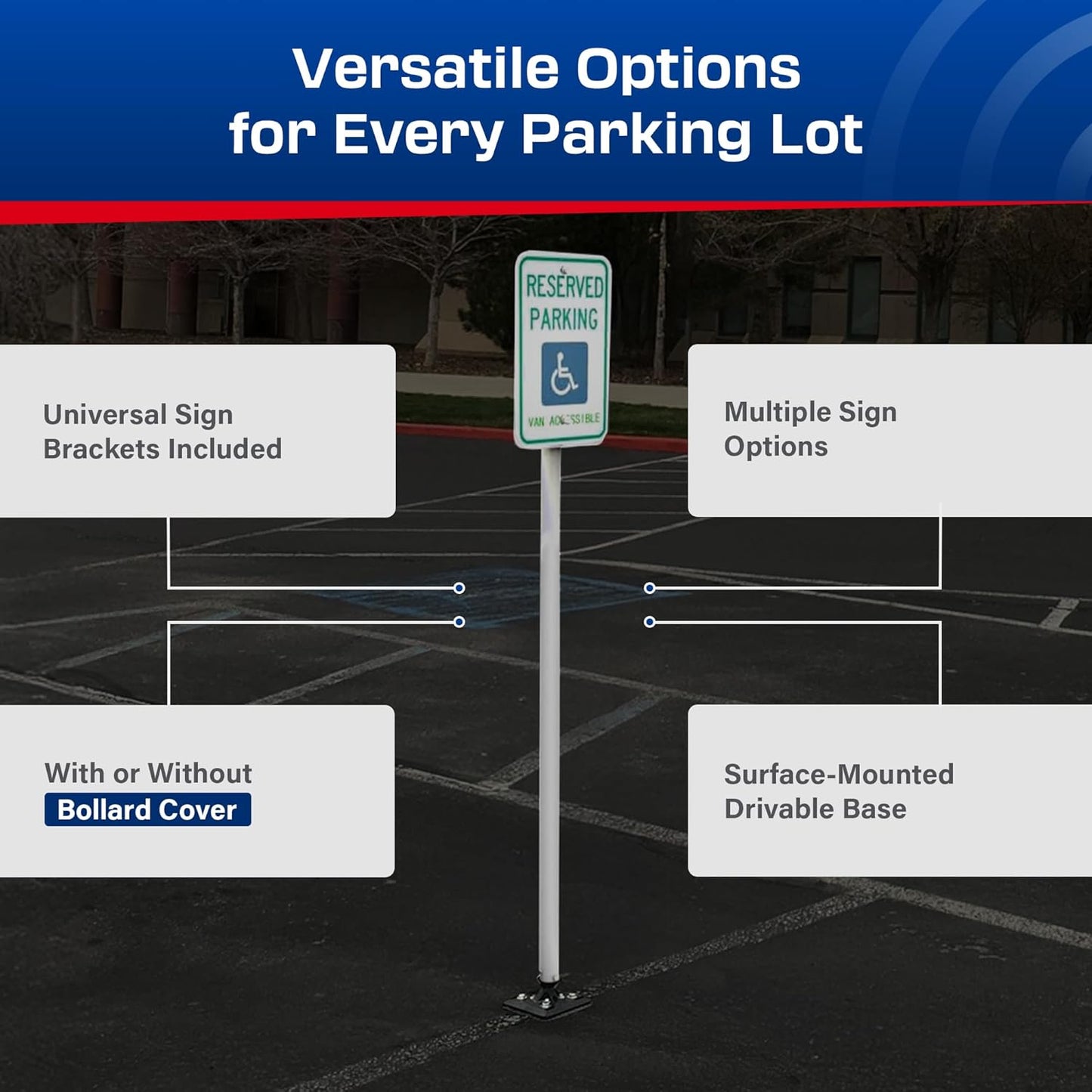 Impact Recovery - Sta-Rite Flexible Sign Post - Sign Holder - Handicap Parking Signs - Made in the USA - 78” Van Accessible Signage
