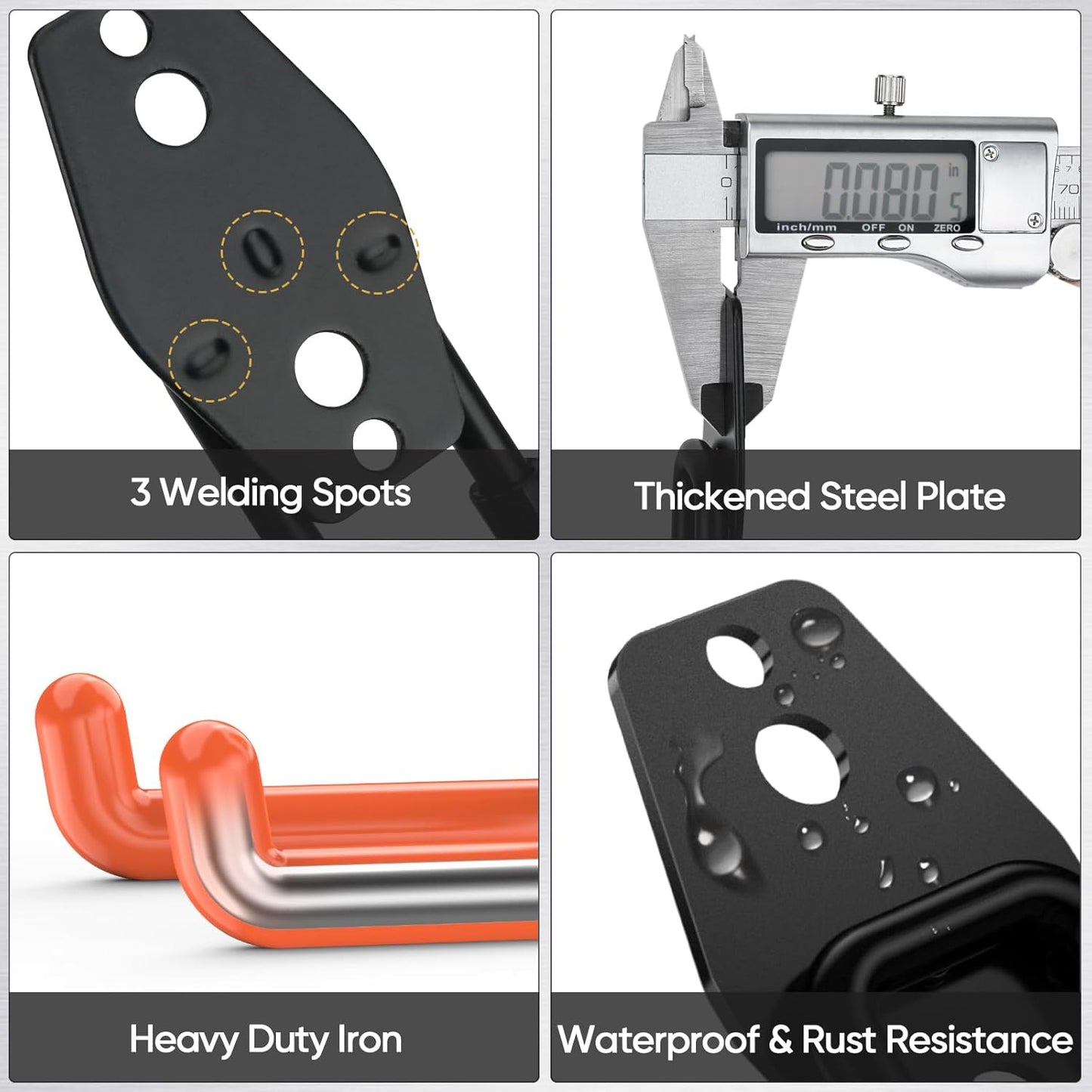 TICONN 2 Pack Heavy Duty Garage Hooks, Steel Utility Wall Storage Hooks, Wall Mount Hanger Organizer for Ladders, Bikes, Tools, Bulky Items (Small, Black Circular)