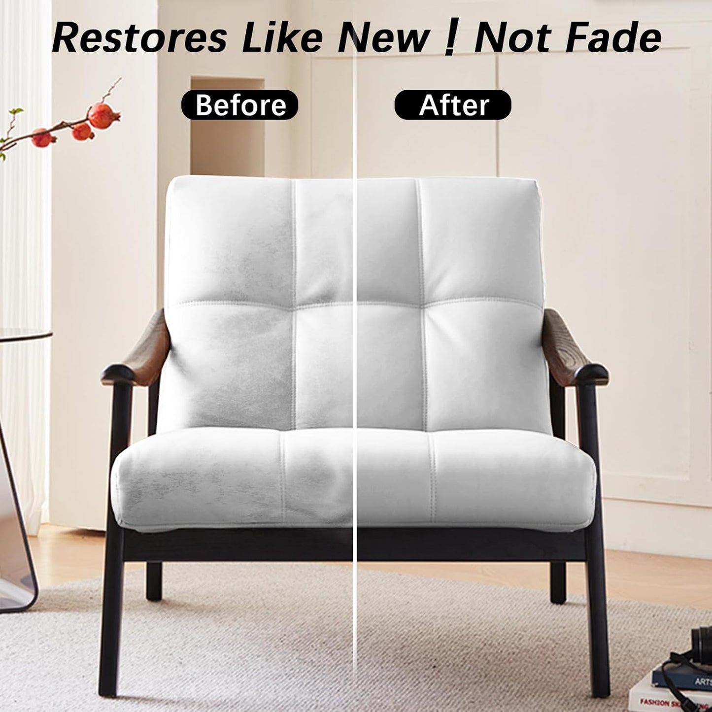 Leather Recoloring Balm, Leather Color Restorer Conditioner, Leather Restorer for Couches Paint, Leather Scratch Remover, Scratch Leather Faded Repair Kits for Vinyl Furniture (White, 75ML)