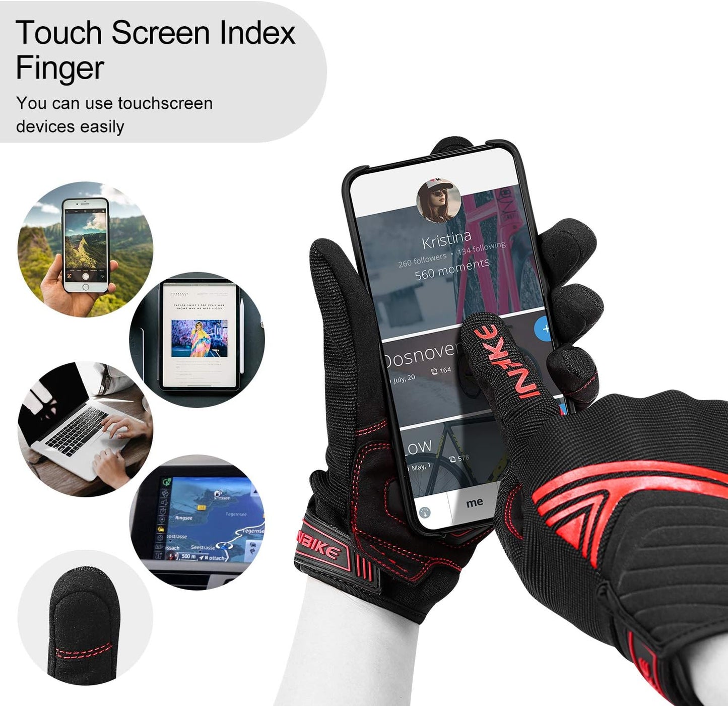 INBIKE Breathable Mesh Motorcycle Gloves Touchscreen with TPR Palm Pad Hard Knuckles