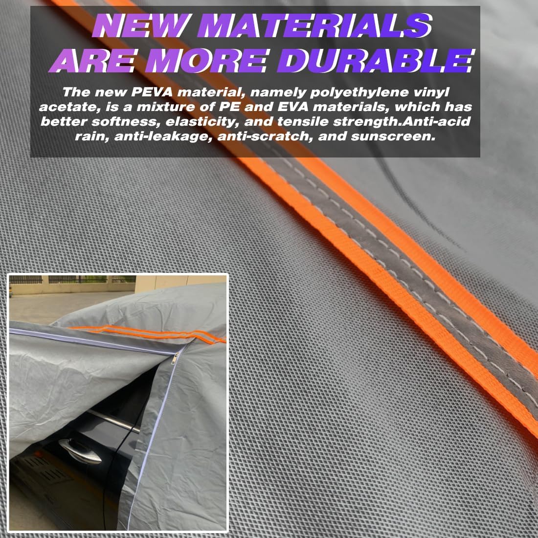 KEYOOG Universal Waterproof Heavy Weight Full Car Covers, Fit Sedan, All Weather, Outdoor Full Cover Weatherproof UV Sun Protection Snow Dust Storm Resistant with PEVA Cotton, for Cars Up to 182"