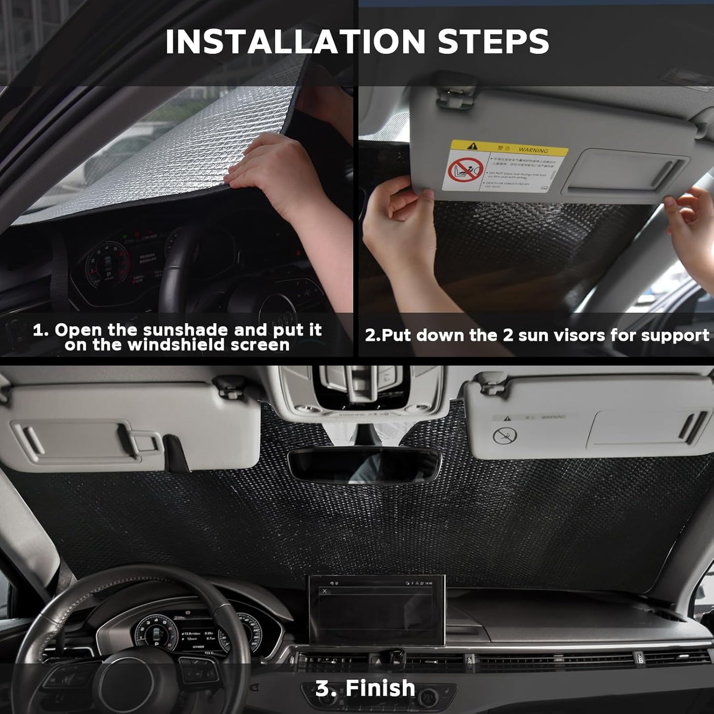 Windshield Sun Shade for Volkswagen VW Jetta 2019-2025 - 5-Layer Bubble Foldable Front Window Shade Sun Visor Accessories - Blocks Heat & UV Rays