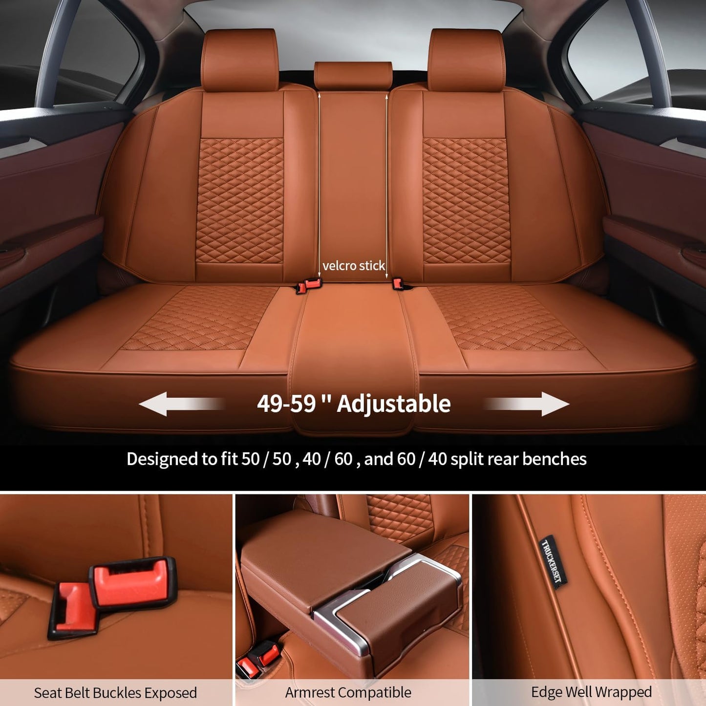 Car Seat Covers Full Set Leather Seat Covers Automotive Seat Covers Universal Car Seat Cover for Most Cars Brown