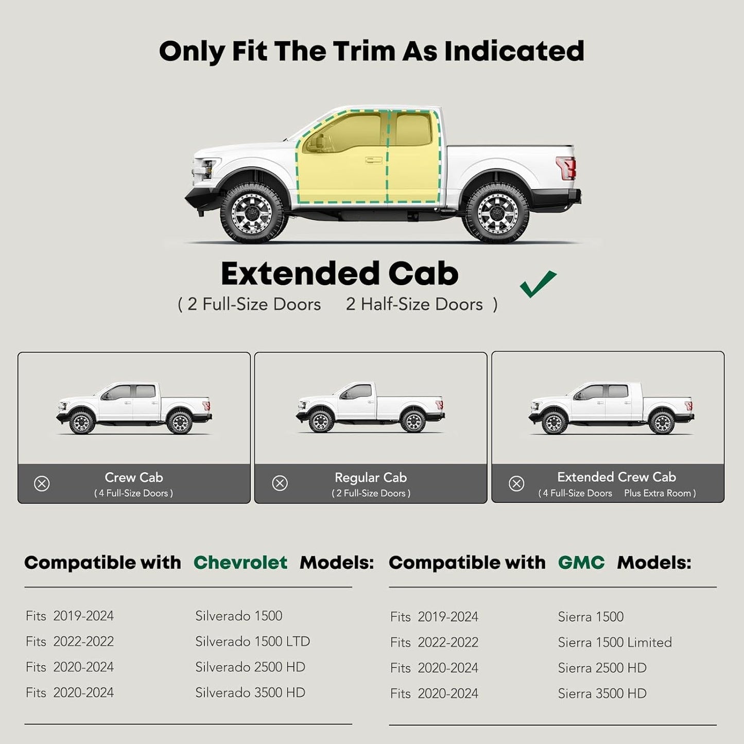 YHTAUTO 3 Inch Running Boards Side Steps Compatible with Chevy Silverado & GMC Sierra 1500/2500 HD/3500 HD 2019-2024, Extended Cab, Round Carbon Steel Black Powder, Truck Cab Side Step Rails