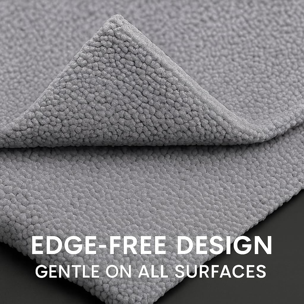 4 Pack Pak Details Edgeless Microfiber Towels for Cars | 16x16 Ultra-Soft, Scratch-Free & Lint-Free Car Detailing Microfiber Cloths for Buffing & Coating | Seamless Finish Auto Cleaning Cloths