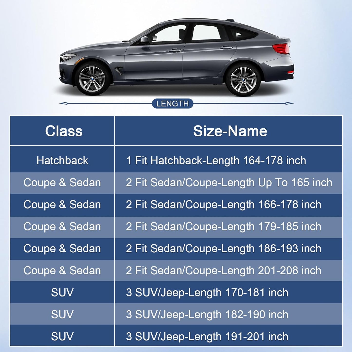 Car Cover Waterproof All Weather for Automobiles, Full Exterior Covers for Sedan & Coupe (201-208 inch) Universal Fit for Chrysler 300, Benz S-Class, etc. Rain Winter Sun Snow Protection.