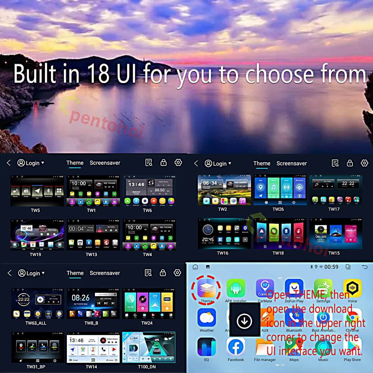 QLED, Customize Desktop Car Stereo Radio Upgrade for Dodge RAM 1500 2500 3500 for 2009 2010 2011 2012,Android Stereo Replacement,Build in Wireless carplay Wired Android Auto,Free Camera (2GB+64GB)