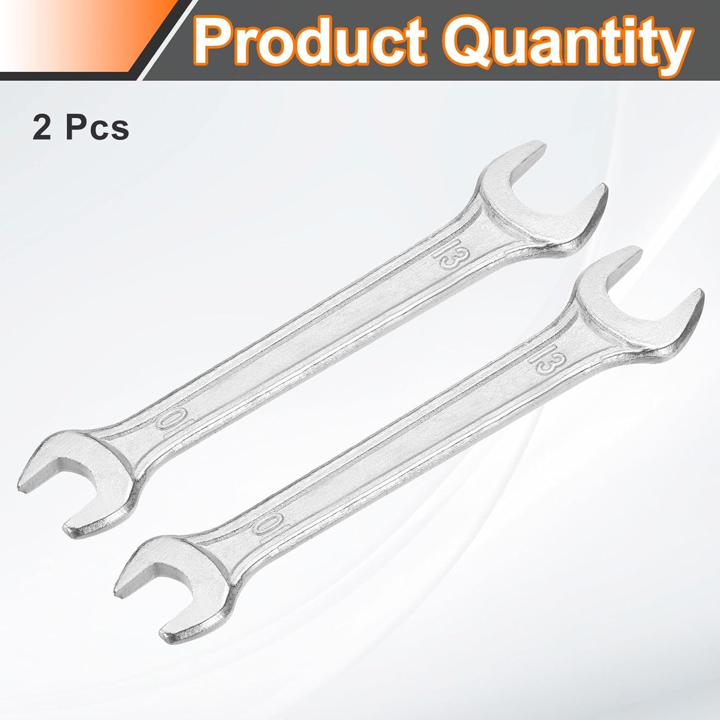 HARFINGTON 2pcs Double Open End Wrench 10mm x 12mm Metric 15 Degree Offset Angle Small Flat Head Wrench Galvanizing Open Ended Spanner for Automotive Repair Furniture Assembly