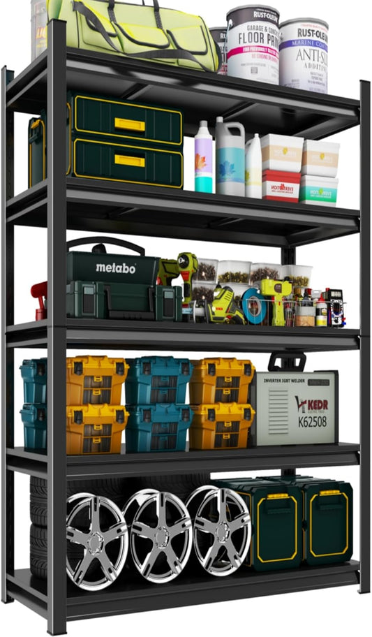 Metal Garage Shelving Unit, Heavy Duty 5-Tier Adjustable Storage Rack, Steel Shelving,2000 lbs Capacity, Industrial Shelves for Heavy Tools and Equipment (5-Tier 71" H x 36" W x 14" D)