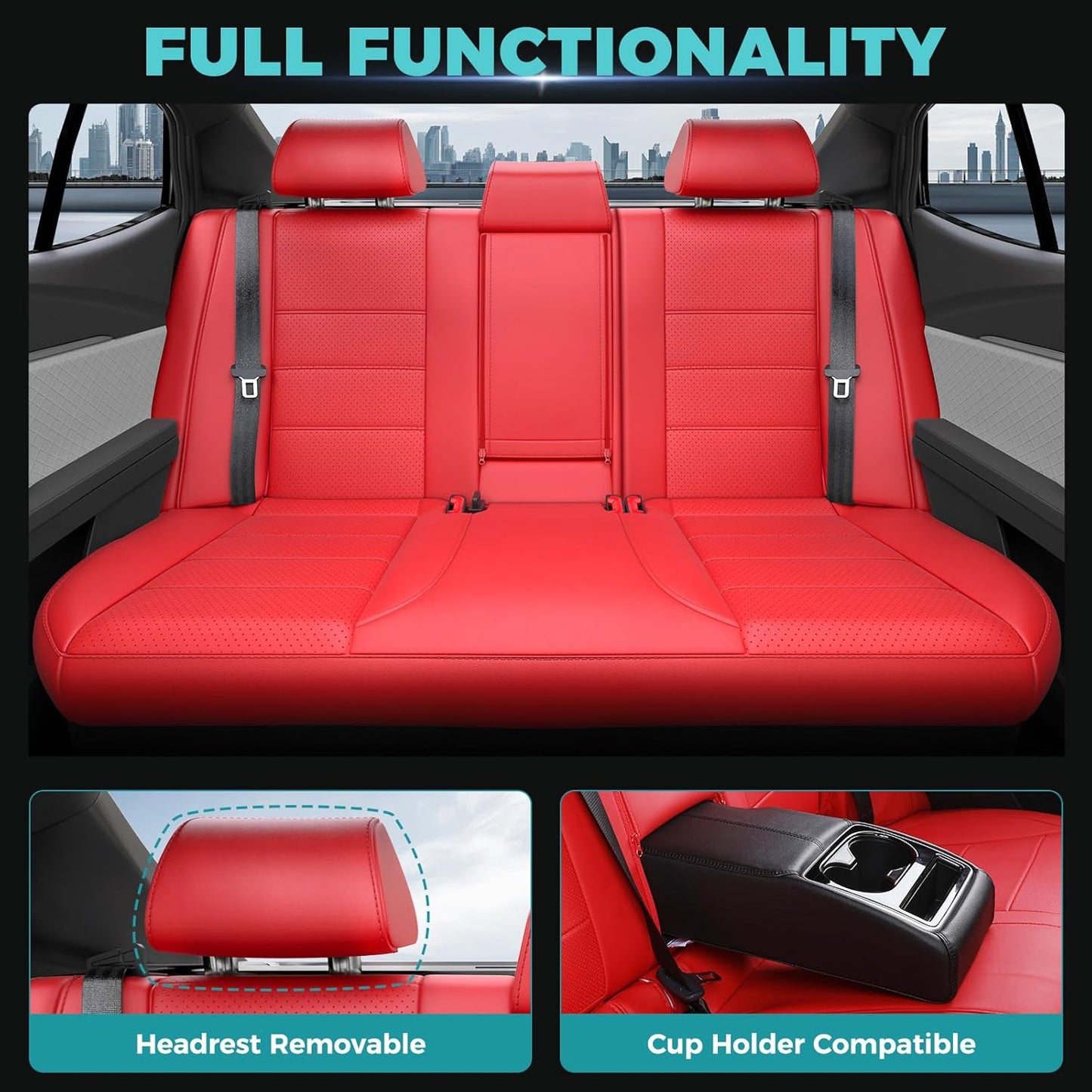 for Toyota Camry Seat Covers XSE XLE 2025 - Custom Fit Car Seat Covers Full Set, Leather Seat Covers for Cars, Waterproof Car Seat Cover, Red