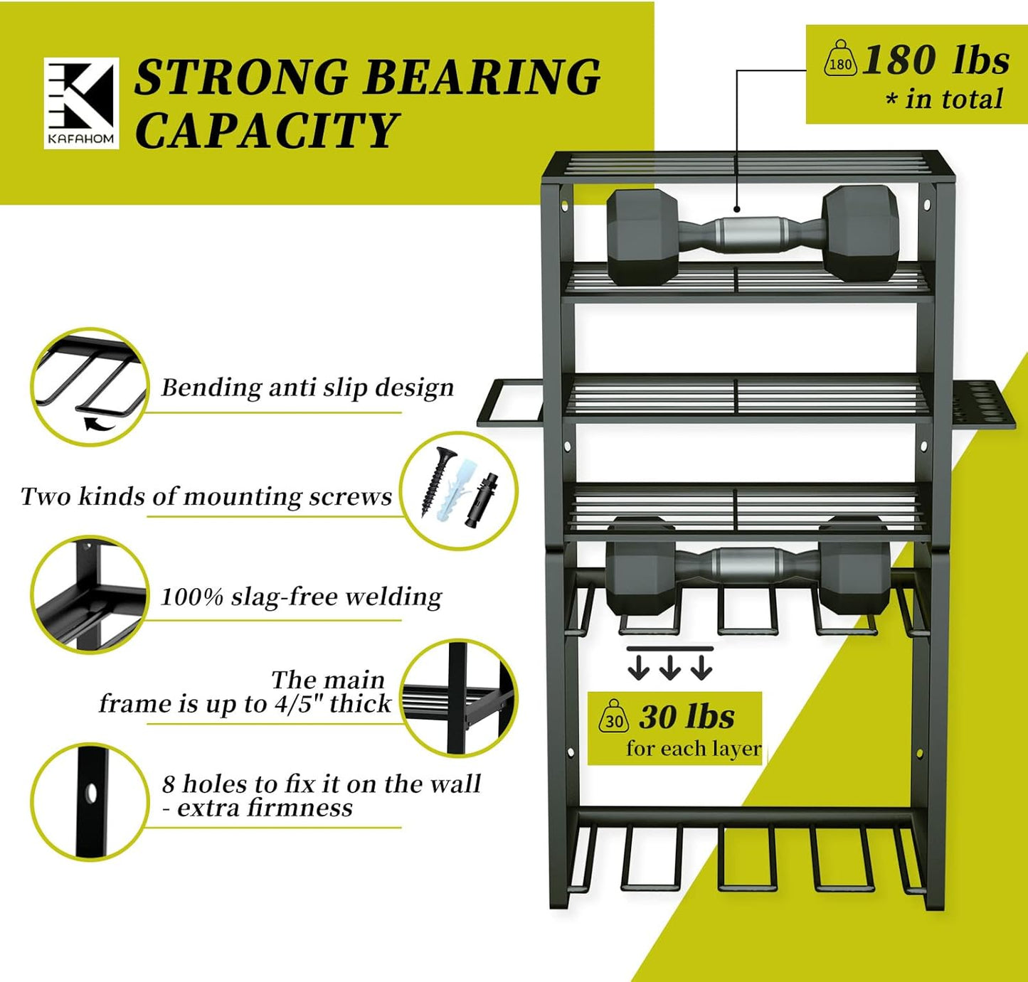 KAFAHOM Power Tool Organizer,8 Drill Holder Wall Mount,6 Layer Heavy Duty Metal Tool Storage Rack,Large Utility Tool Shelf for Cordless Drill, Garage Wall Organizer for Lifetime Use