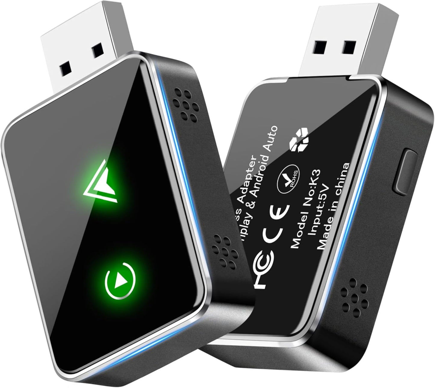 Carplay Wireless Adapter, 2 in1 Carplay & Android Auto 2025 Upgraded Wireless Adapter, Converts Wired to Mini Size Car Play, Fast Auto-Connect, No Latency, Plug and Play, USB A/C