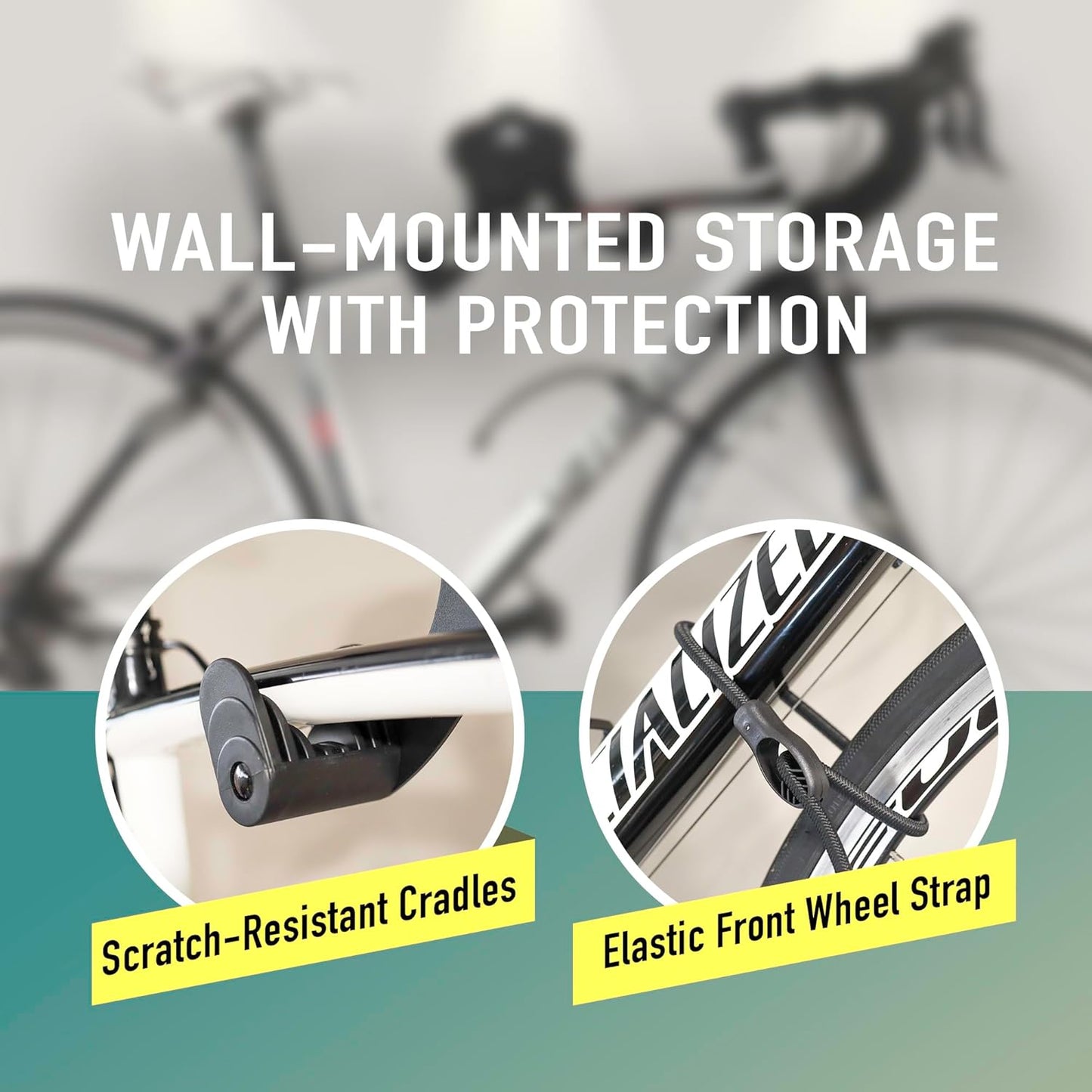 Buffalo Bike Wall Mount Rack – Adjustable Horizontal Indoor Hanger for Road, Mountain & Hybrid Bikes up to 48.5 lbs | Space-Saving Heavy-Duty Bicycle Storage for Garage & Home (2 Pack)