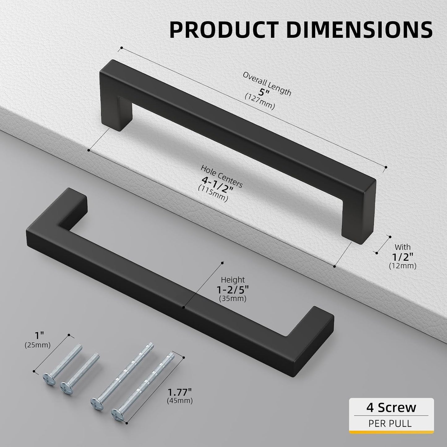 goldenwarm 1Pack 4.5INCH Drawer Pulls Black Modern Cabinet Hardware - LSJ12BK115 Cabinet Handles 4-1/2 inch Hole Centers Bedroom Drawer Pull Kitchen Cabinets T Bar Handle