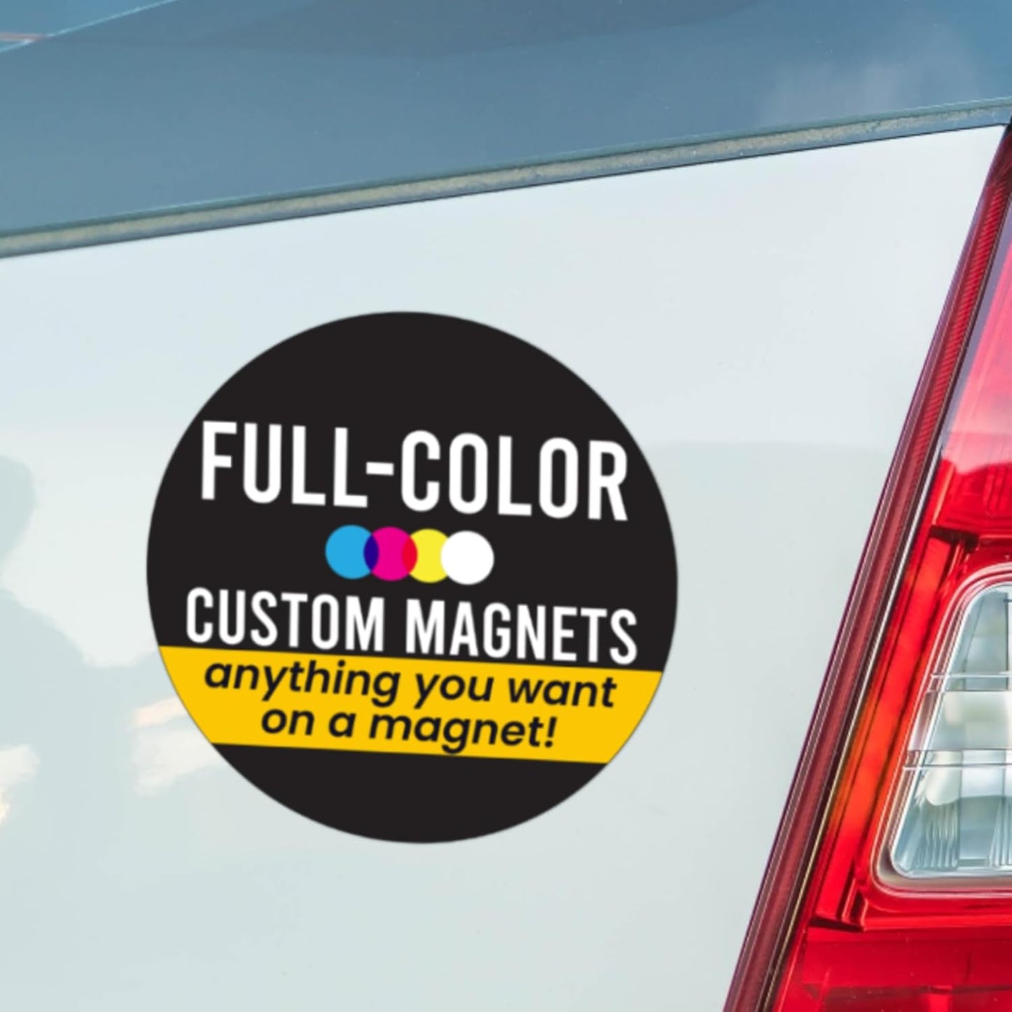Magnet Me Up Customizable 30 Mil Round Magnet- 5” Weatherproof Car Magnet for Businesses, Sports Teams, Fundraisers & Personal Expression- Custom Text & Logo- Strong Magnetic Vinyl for Vehicles