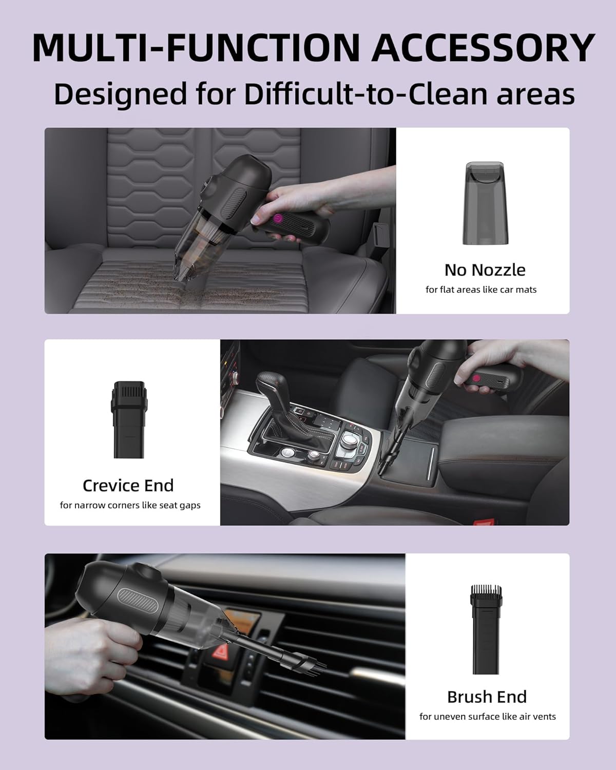 Car Vacuum V6 Pro, Cordless Handheld Vacuum with 8000Pa, Portable 4-in-1 Blowing and Suction Function Mini Vacuum Cleaner Air Duster Suitable for Quick Cleaning of Small Areas,Car,Office,Home,PC