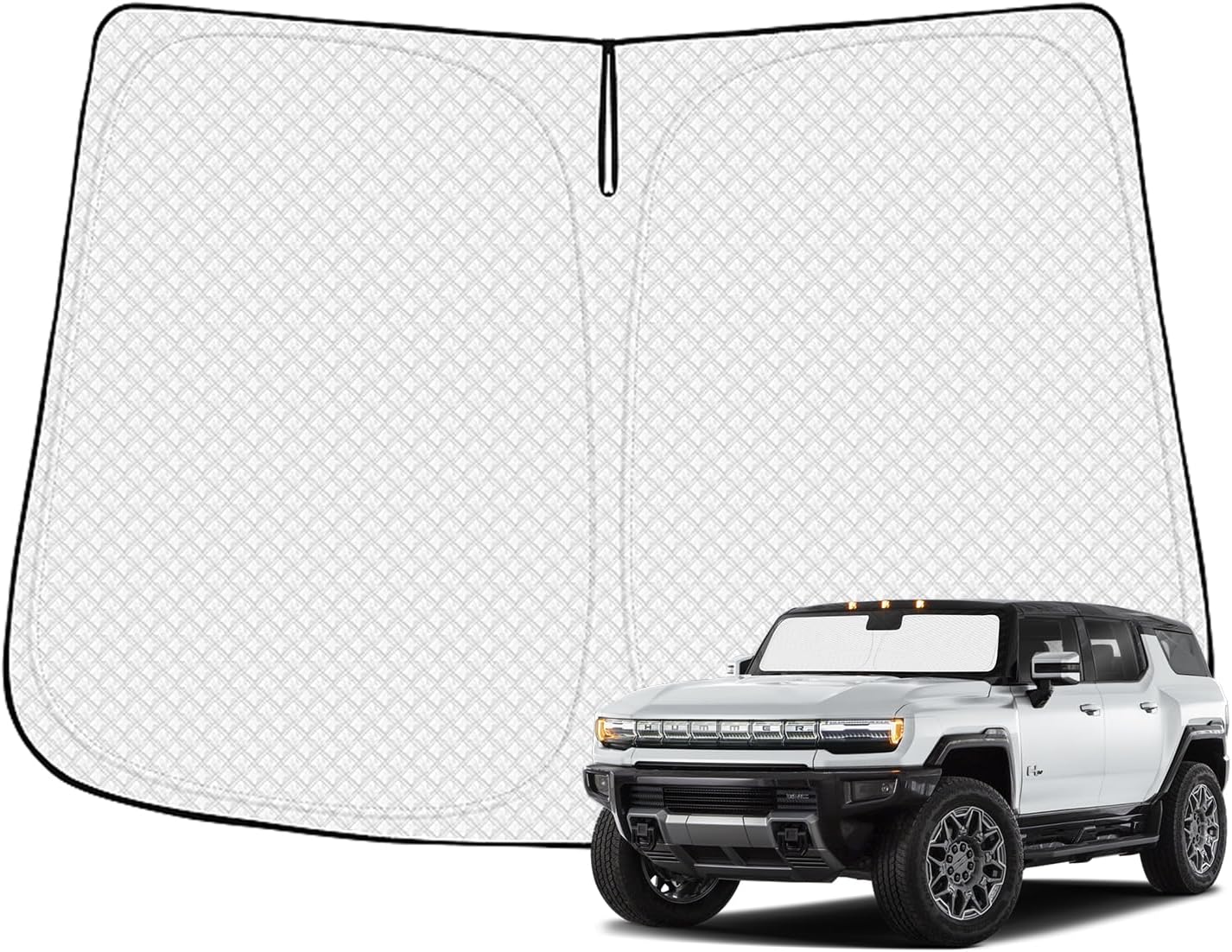 Windshield Sun Shade for 2022-2025 2026 GMC Hummer EV Accessories Thicken 6-Layer Front Window Sunshade Cover Sun Visor Protector Foldable Block UV Rays Keep Vehicle Cool