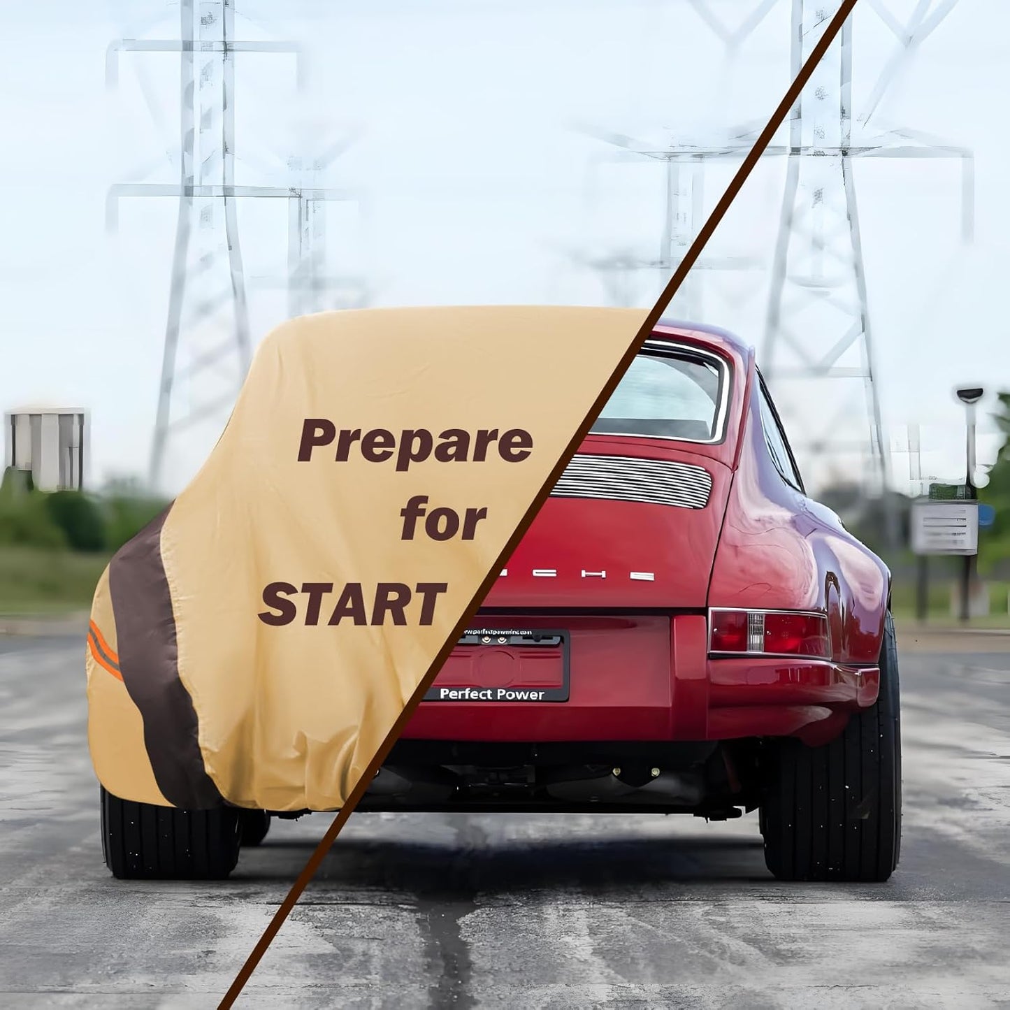 Highlander Car Cover Waterproof All Weather Compatible with Toyota Highlander 2007-2024, Outdoor Dustproof Anti-UV Sun Rain Protection Full Exterior Cover(Camel with Brown)