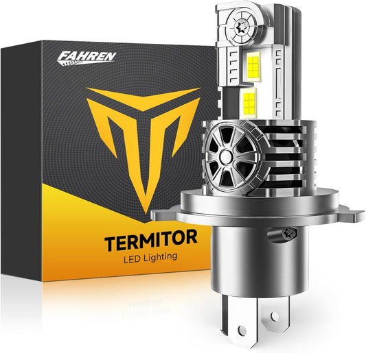 Latest H4/9003/HB2 Bulb for Motorcycle Hi/Low Beam, 18000LM 800% Super Brighter, 1:1 Halogen Size, 6500K Cool White, 70000Hrs Long Service Life with Cooling Fan, Plug and Play, Pack of 1