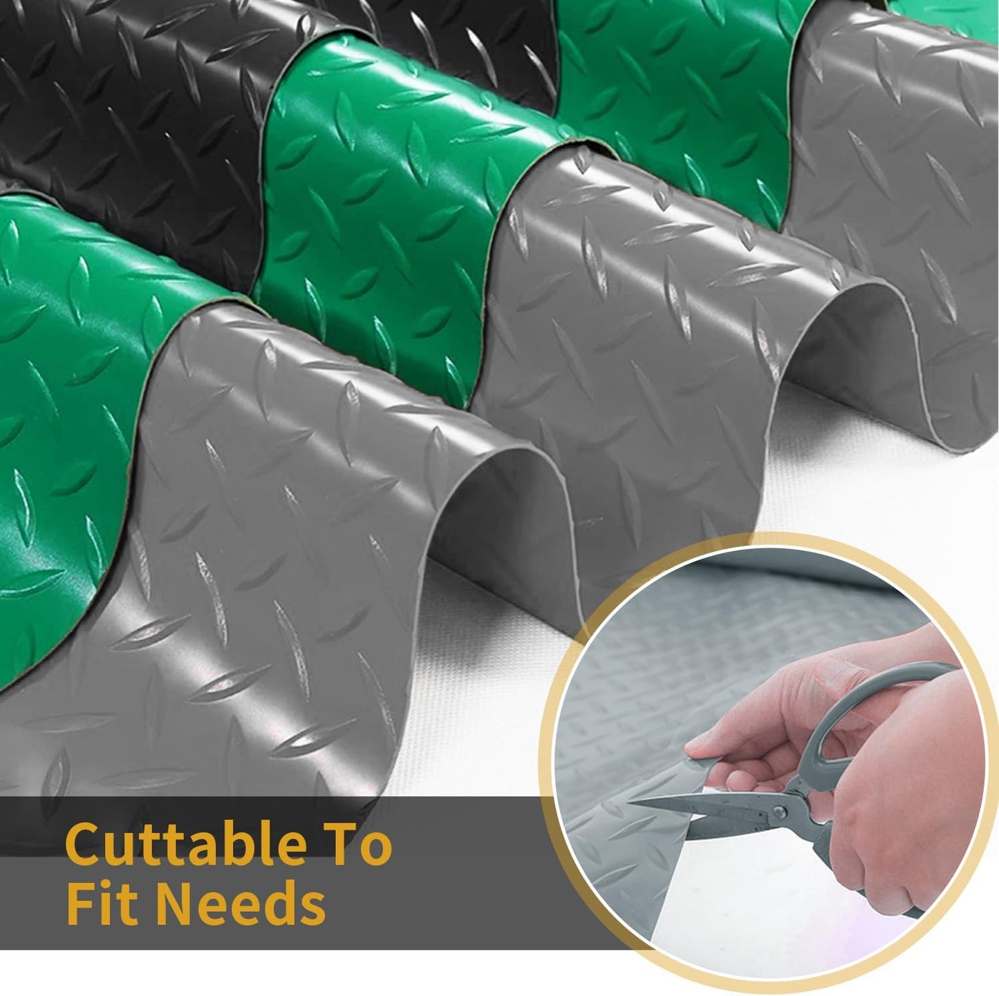 Premium Garage Floor Mat, Commercial Grade Heavy Duty Parking Mat for Garage Floor, Golf Cart Parking, Water/Stain Resistant Floor Runner (Grey Diamond, 4 x 6.5 Feet)