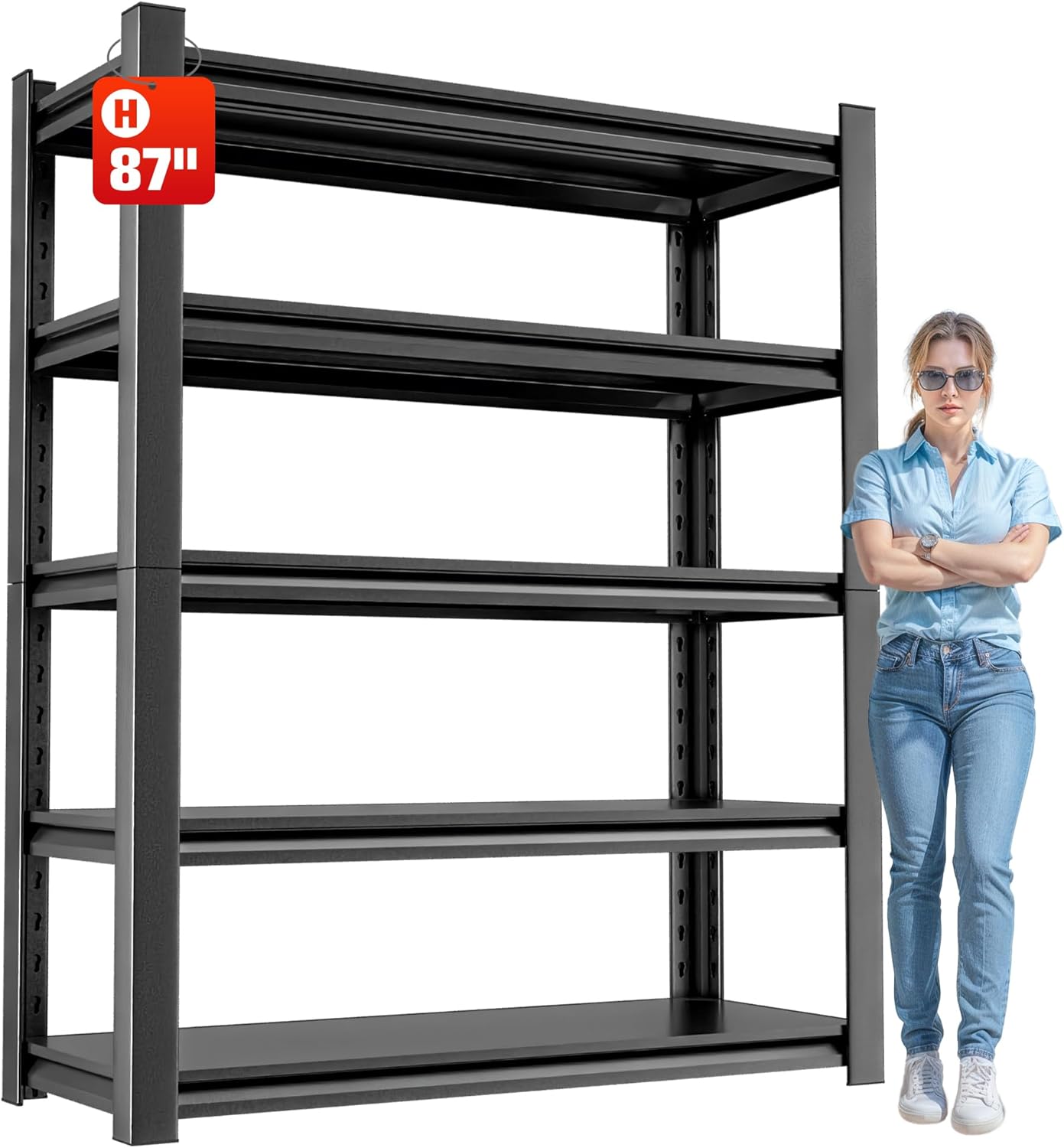 Heavy Duty Metal Storage Rack Shelving for Garage, 5 Tier Shelving Unit - Garage Storage Shelf, Industrial Utility Shelving, Durable Metal Shelf Organizer 24" D x48 W x87 H