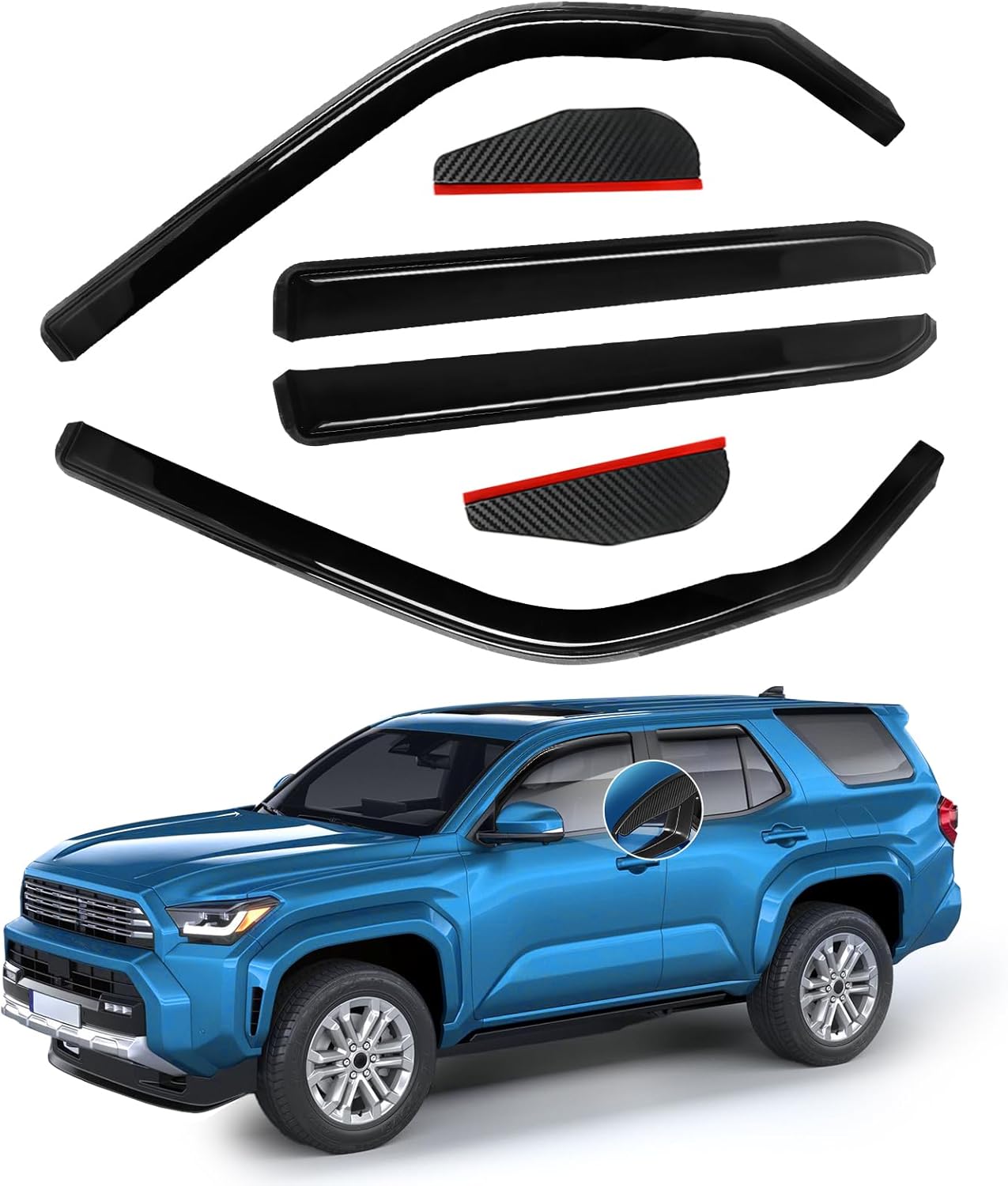 4 PCS in Channel Rain Guards Fit for Toyota 4Runner 2016 2017 2018 2019 2020 2021 2022 2023 2024, Durable Side Wind Deflectors, Smoke Vent Window Visors Shades Shield, Exterior Car Accessories