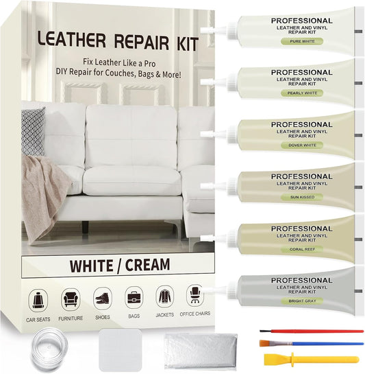Leather Repair Kit,Car Seats, Sofa,Jacket & Purse - Repairs Burn Holes,Scratches,Tears - Restores Faux,Vinyl,Artificial and Real Leather (Beige)