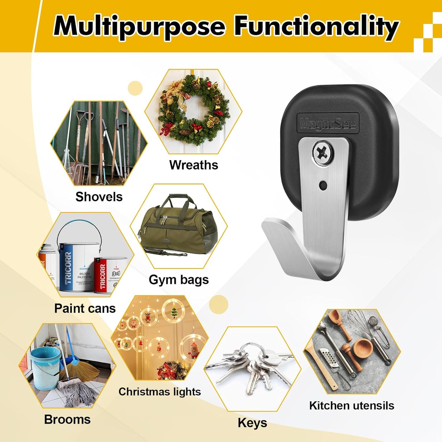 Upgraded Heavy Duty Magnetic Hook, Powerful Magnet Versalite Indoor and Outdoor Tool Towel Brooms Coat Hanger for Cruise Garage RV Workshop Tool Box, Magnet Organize Stainless 304 Hooks, 2 Pack