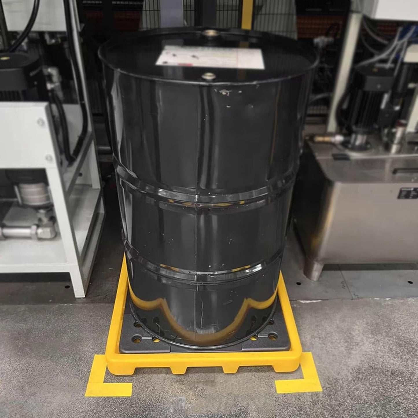 2 Drum Containment Spill Pallet, Polyethylene Low Profile Paint Bucket Tray, Industrial Garage Storage Detachable Shipping Leakproof Platform (Color : Yellow-1 Pack, Size : 13.4"x13.4"x2.6"