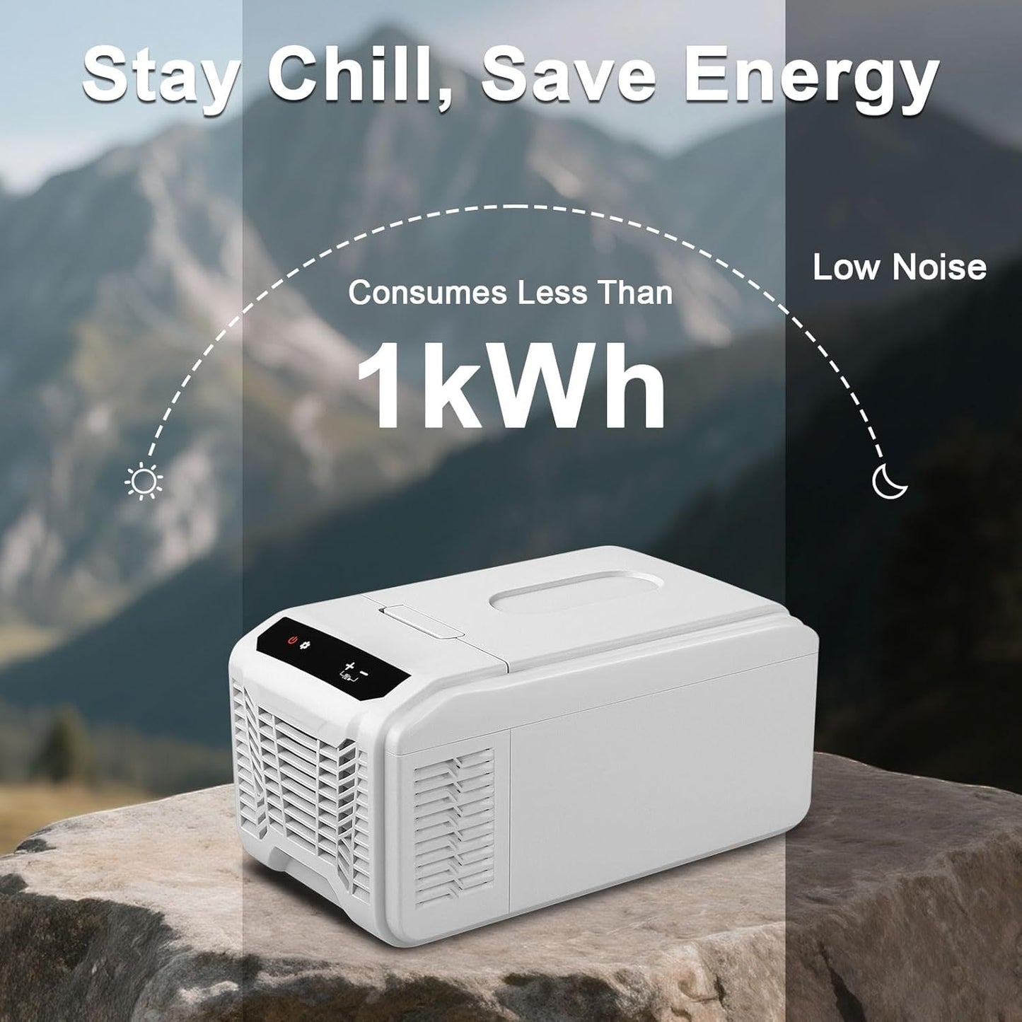 Eeivess 12 Volt Refrigerator, 16QT(15L) Portable Freezer Compressor Cooler, 12/24V DC & 110-240V AC, -4℉~68℉ Dual Mode, Car Fridge for Camping, Travel, Truck, RV, Boat