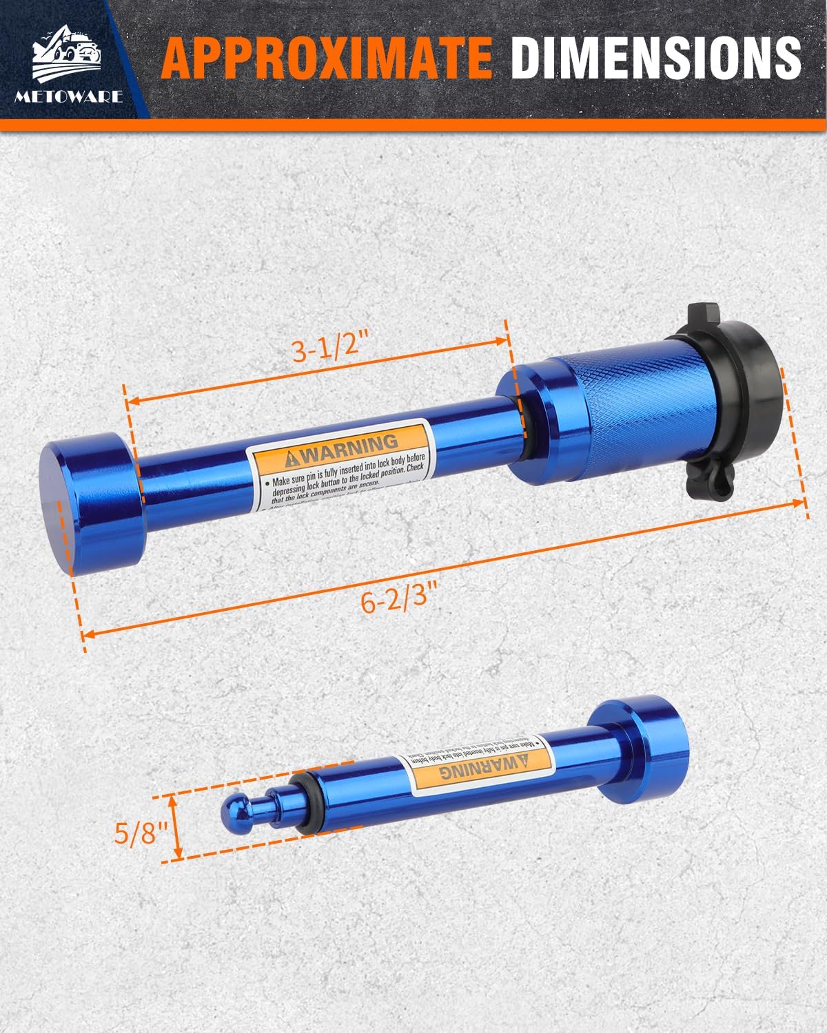 METOWARE Trailer Hitch Lock, Tailer Receiver Lock Fits Class III/IV, 2", 2-1/2" Hitch Receiver with 5/8" Dia Pin and 8 Rattle Rubber O-Rings, for Trailer, Truck, Car, Boat (Blue)