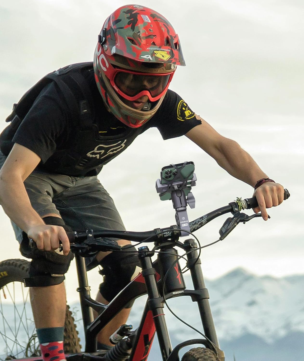 FANAUE Aluminum Phone Holder with 1" Ball Head Adapter - Universal RAM Mounts B Size Compatible, Double Socket Arm Design for Motorcycles/Bikes/ATVs/Cars/Trucks - Secure 360° Rotation