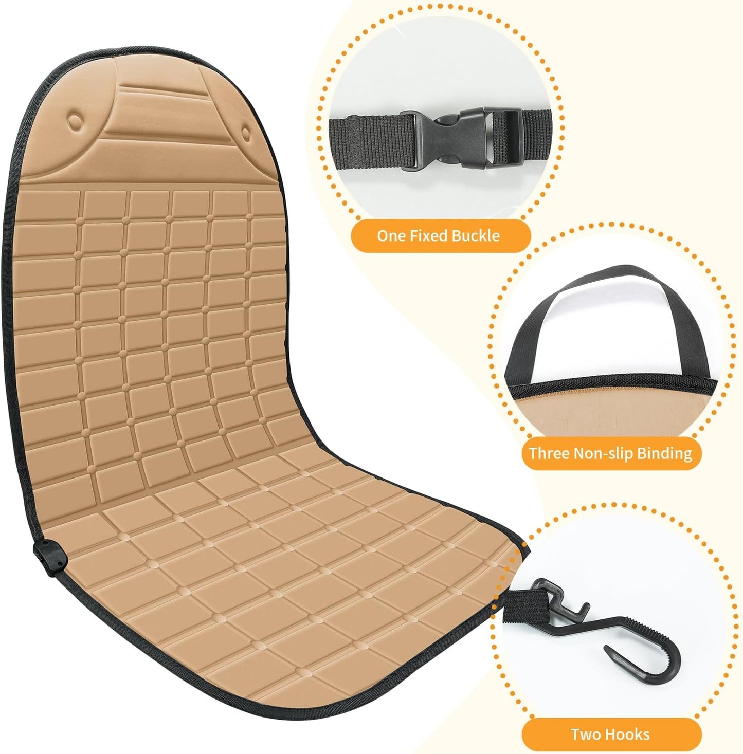 Seat Cover for Cold Weather, Winter Seat Cushion with Adjustanle Buckle for Full Back and Seat (1, Khaki)