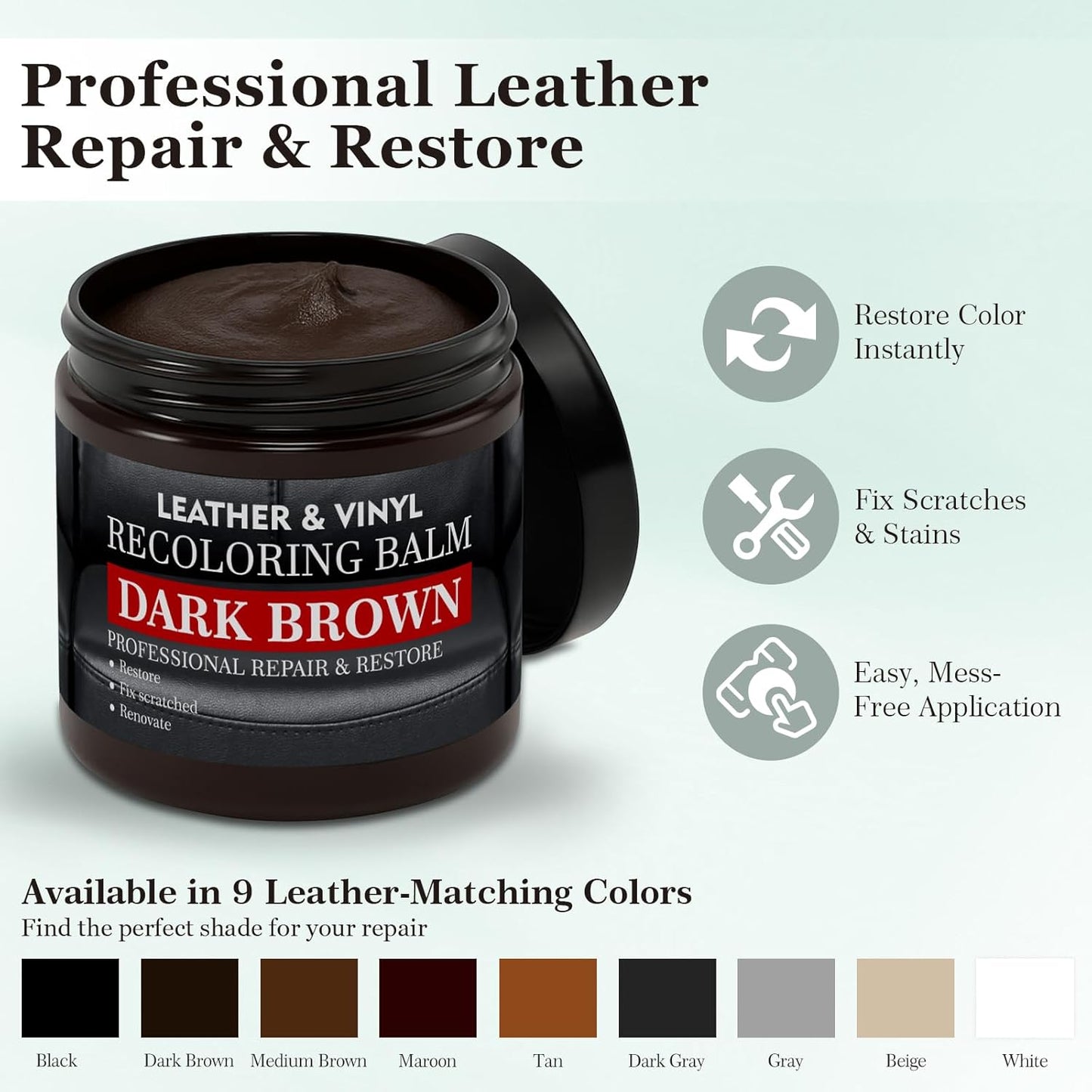 Leather Color Restorer, Recoloring Balm, Scratch Remover, Dye, Paint, Repair Kit for Furniture, Couches, Car Seats, Shoes, Bags, Tan