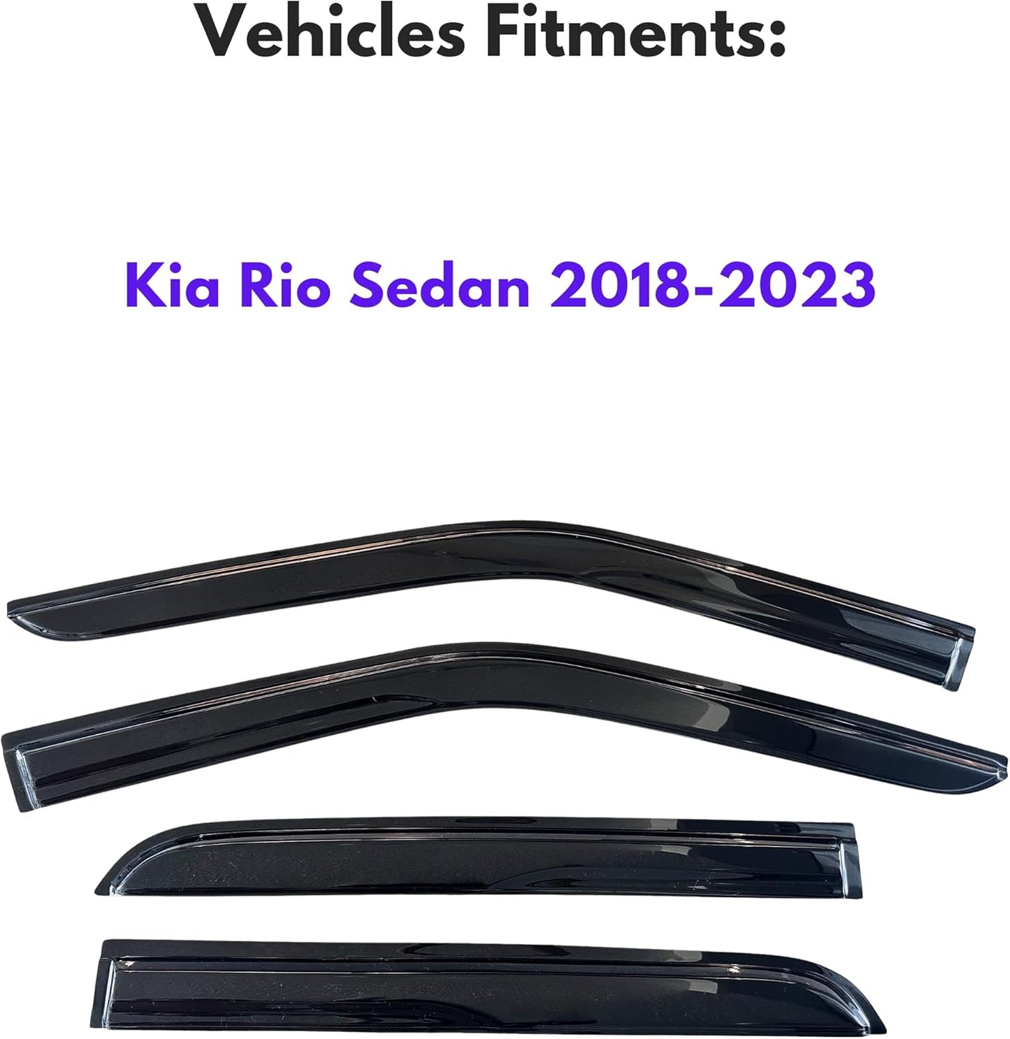 KPY Window Visor Compatible with Kia Rio Sedan 2018-2023, 4PC Rain Guard Side Window Vent Deflectors Tape-On Mugen Style, 2018 2019 2020 2021 2022 2023