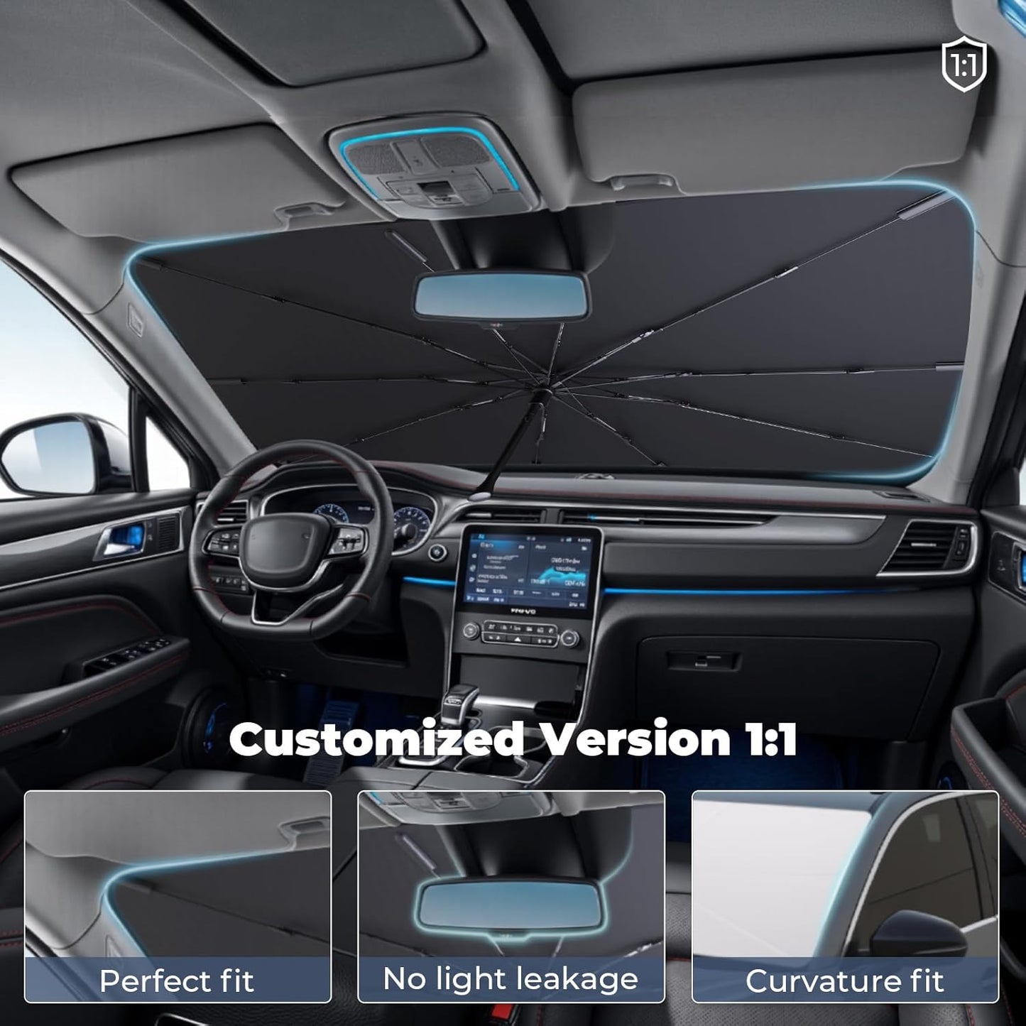 Windshield Sun Shade Umbrella: for Toyota Camry SE XSE LE XLE Hybrid - Front Car Window Shades - Foldable Camry-2018-2023 Sunshades Block UV Keep Cool