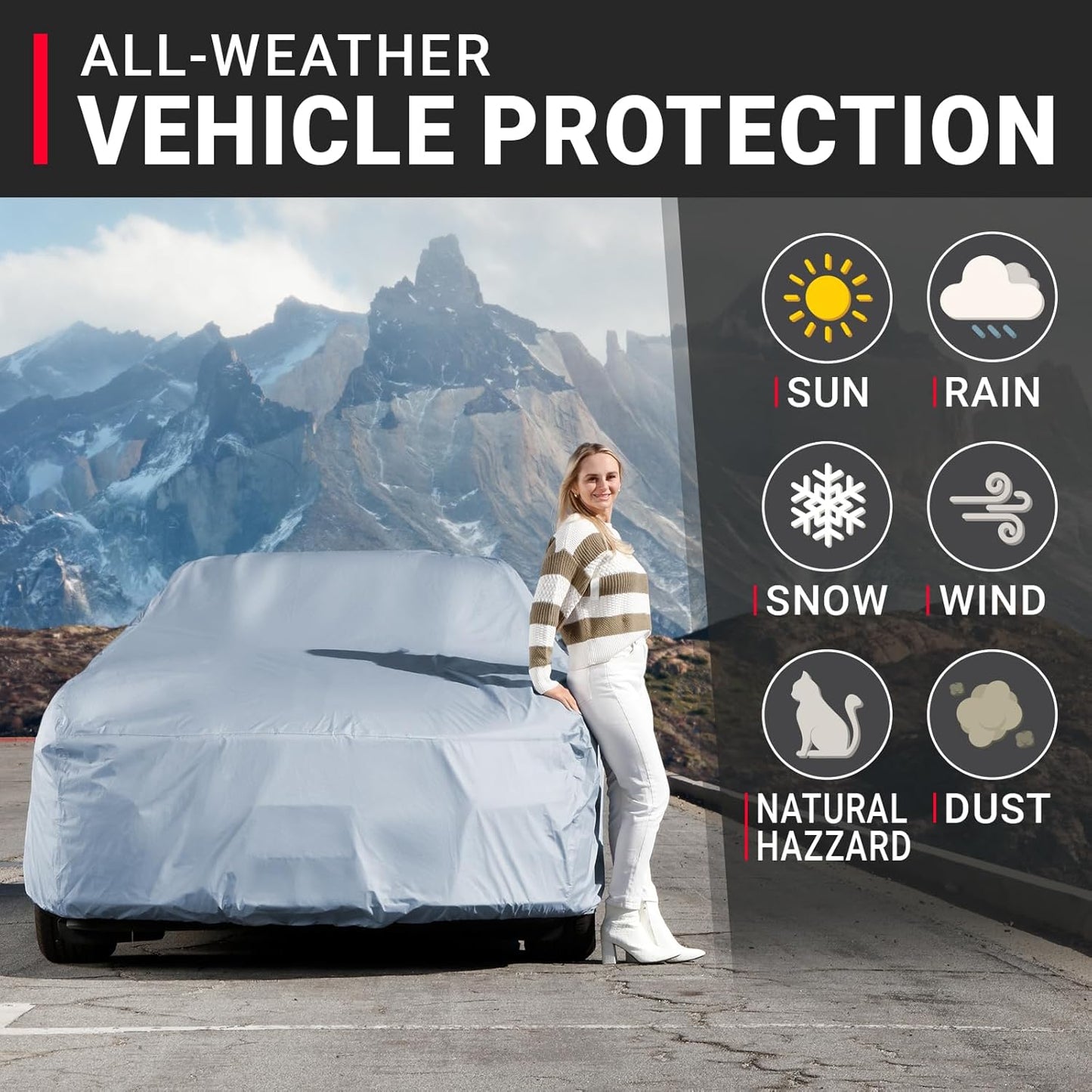 iCarCover Premium Car Cover for 1961-1963 Buick Skylark Heavy Duty Waterproof All-Weather Automobiles Custom Fit Indoor Outdoor UV Snow Protection Covers with Straps and Bag