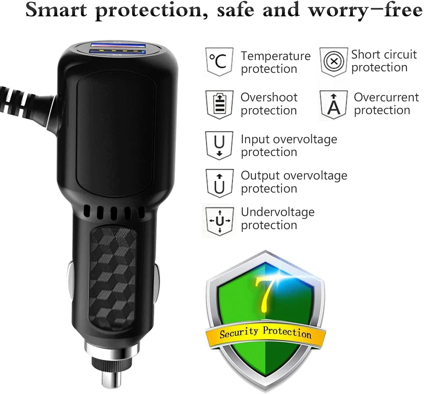 Radar Detector Power Cord,for Uniden Escort Valentine Beltronics Passport Cobr etc Radar Detector,with Dual USB QC3.0 Quick Charger（RJ11