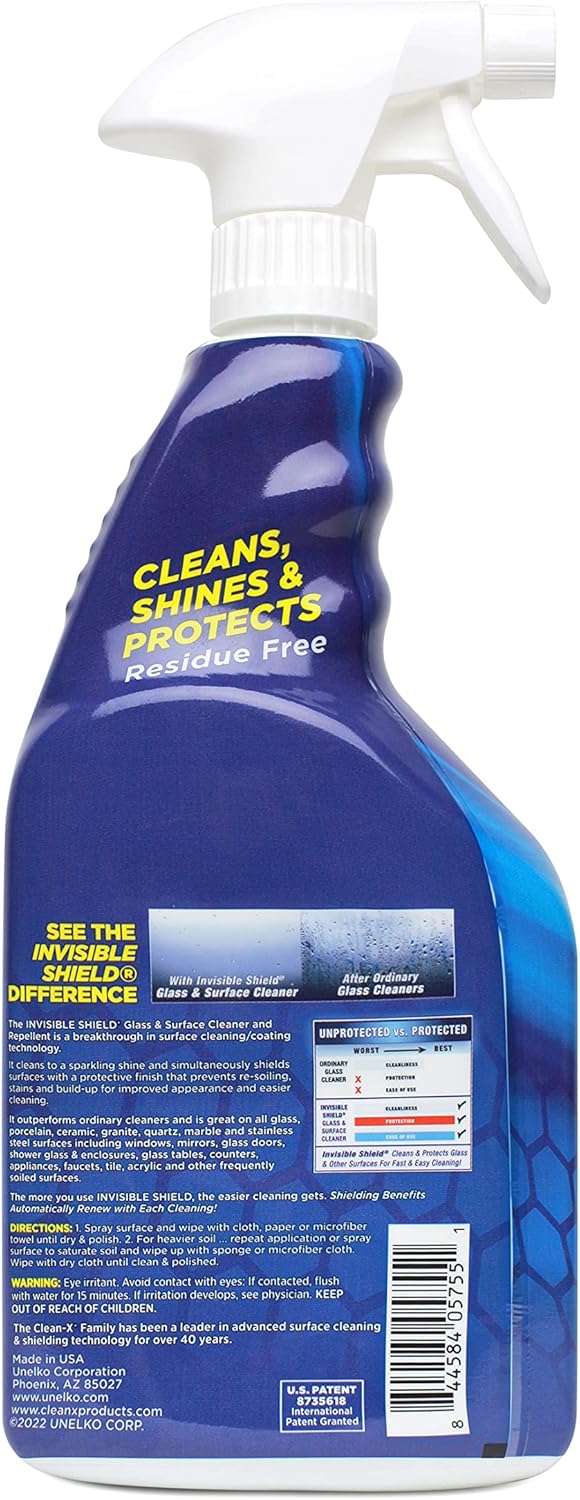 Invisible Shield Glass & Surface Cleaner 32 fl. oz. Cleans and Protects on multi surfaces by UNELKO- Clean-X (3)