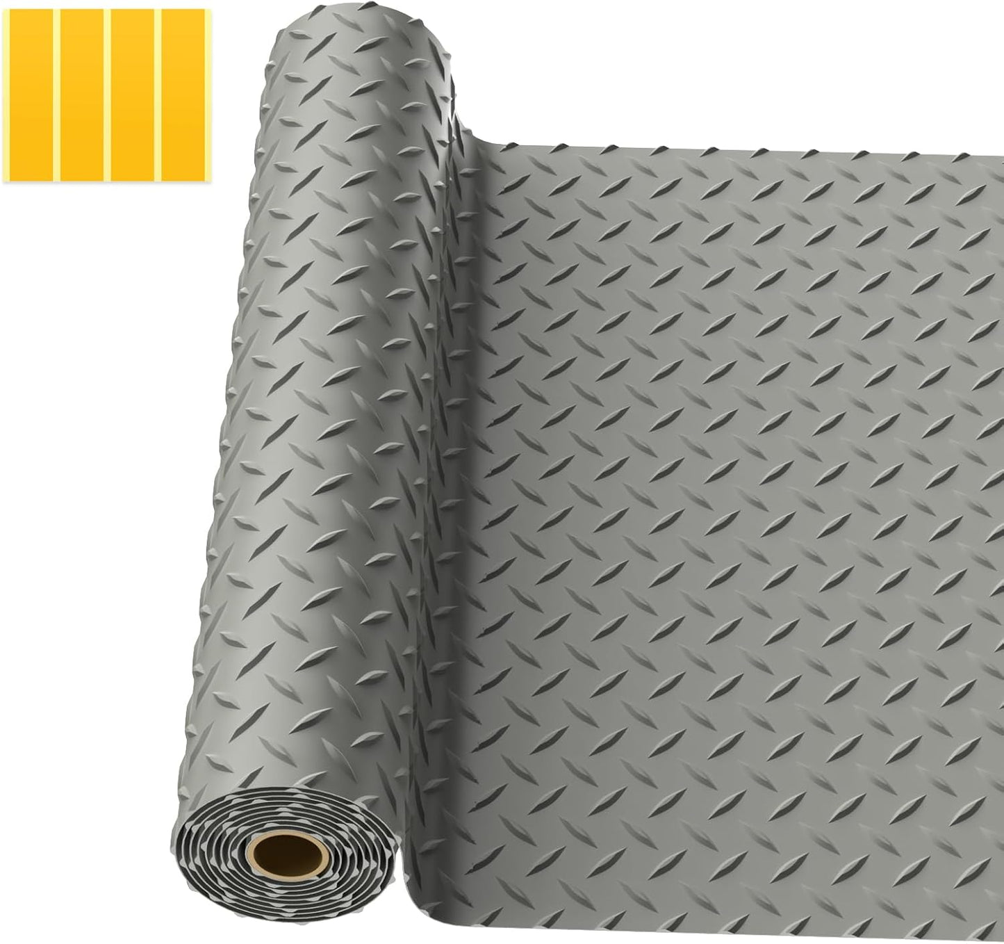 4x6 FT Garage Floor Mat,2.8mm Thickened PVC Flooring Roll for Under Car,24 SQFT Diamond Plate Gray Garage Mats for Truck,Trailer,SUVs,Van,Golf Cart,Motorcycle（Included Tapes）