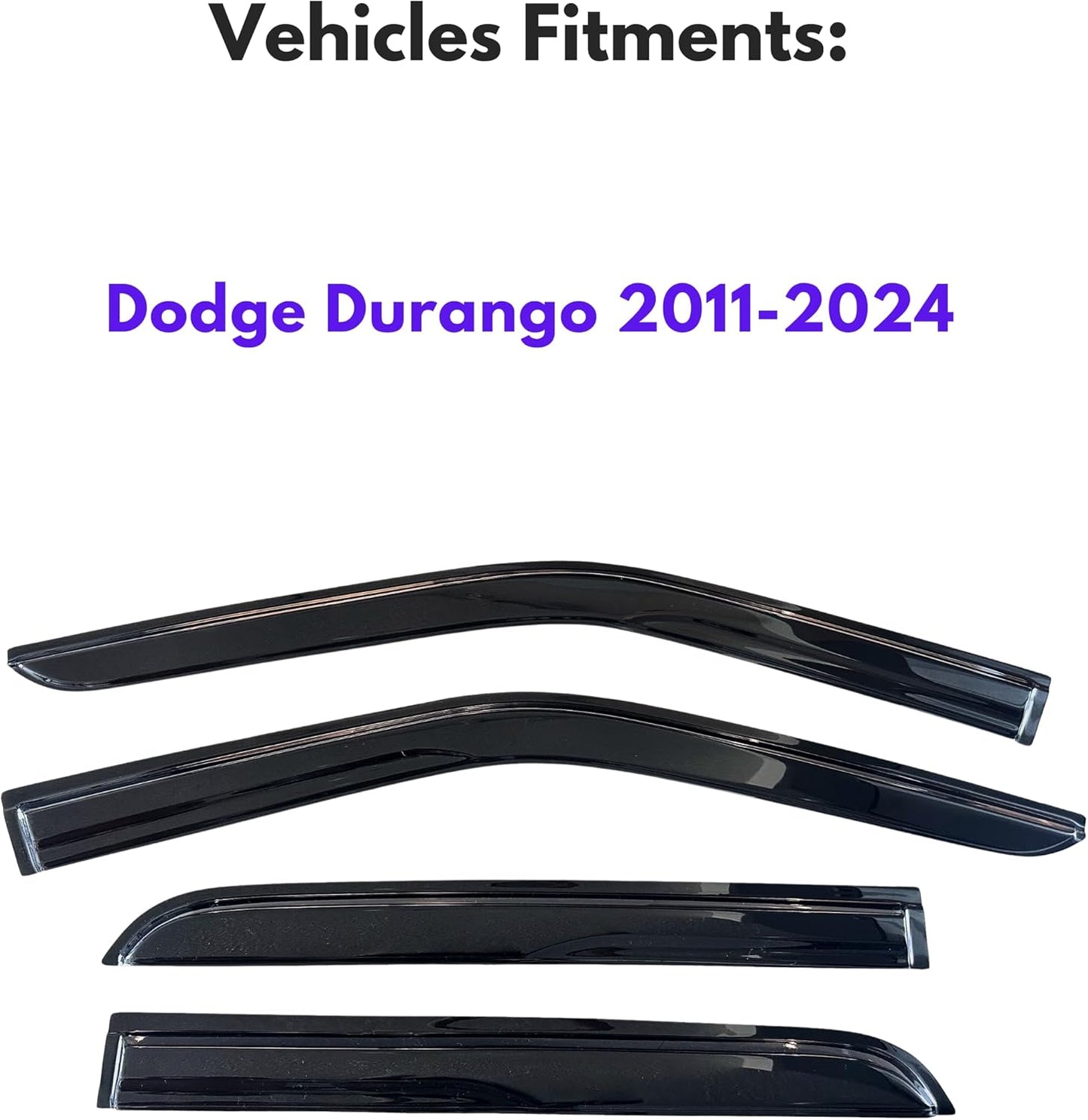 KPY Window Visor Compatible with Dodge Durango 2011-2024, 4PC Rain Guard Side Window Vent Deflectors Tape-On Mugen Style, 2011 2012 2013 2014 2015 2016 2017 2018 2019 2020 2021 2022 2023 2024